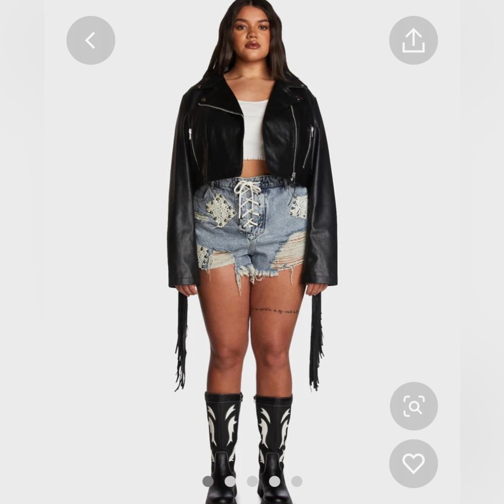 NWT Plus Fringe Moto Jacket